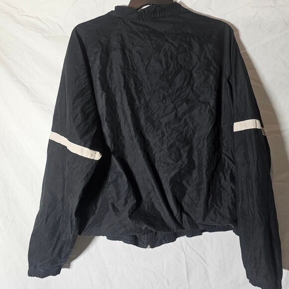 Vintage 90s windbreaker black jacket with stripe - Picture 2 of 4